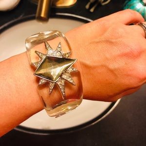 Alexis Bittar Clear Lucite Hinge Bracelet